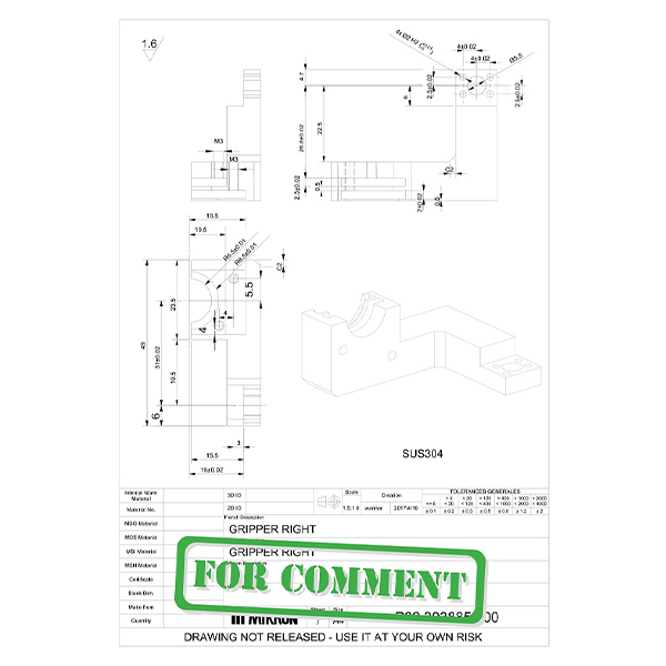 カスタマイズされた対称金属右グリッパー-MWMECHPARTS